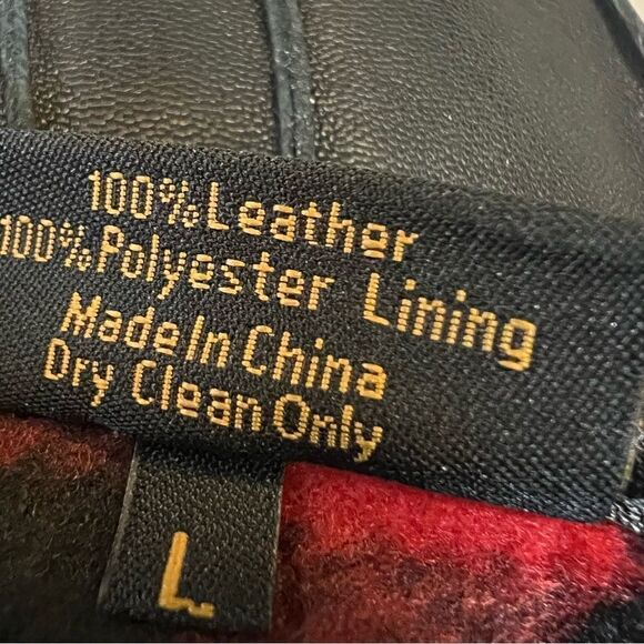 Stewart of Scotland Genuine Leather Buffalo Check Fleece Lining, Black Size Lg - Picture 6 of 6